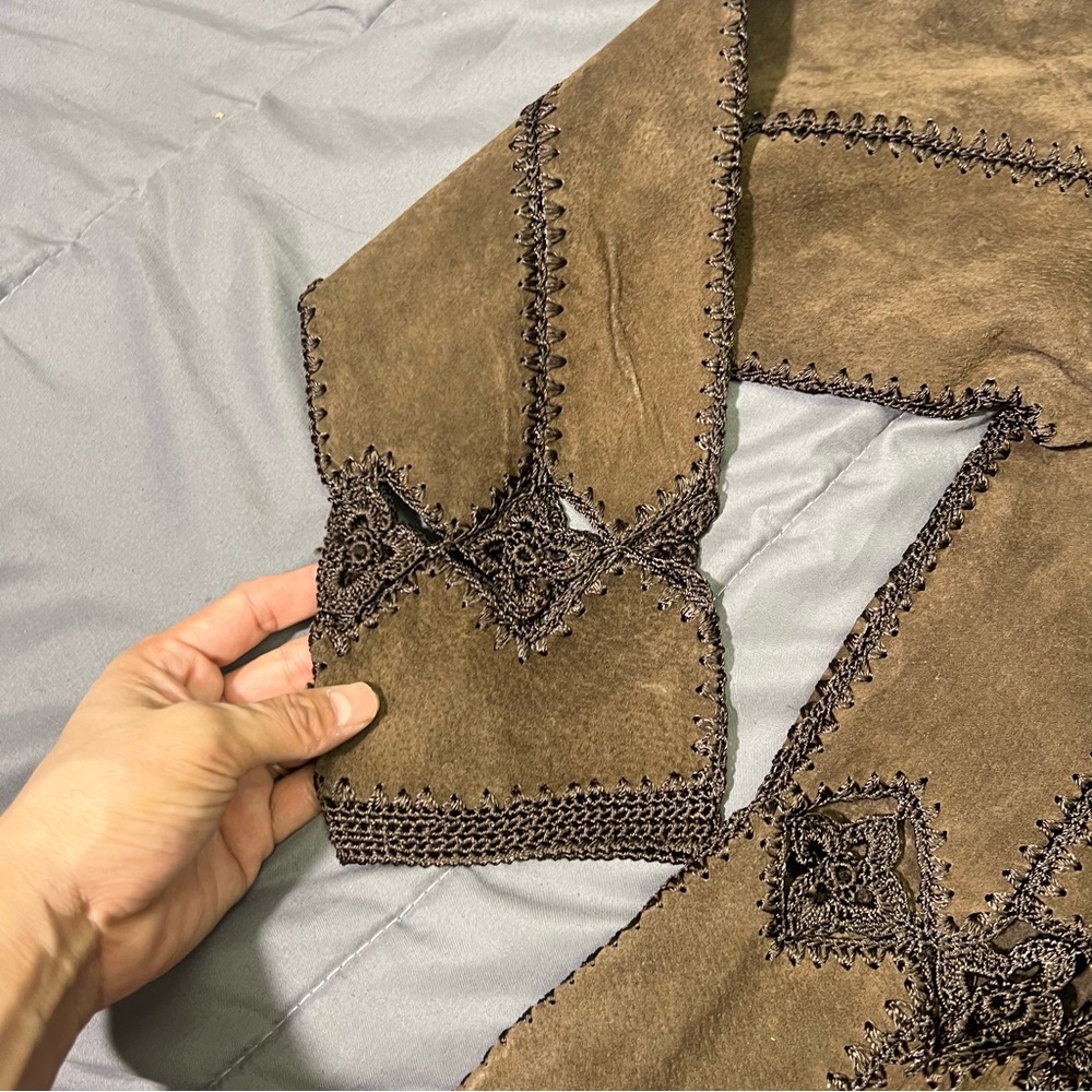 Vintage Carducci Patchwork Leather Jacket Crochet… - image 4